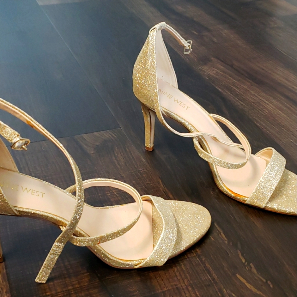 Nine West Glitter Gold 3" Heels